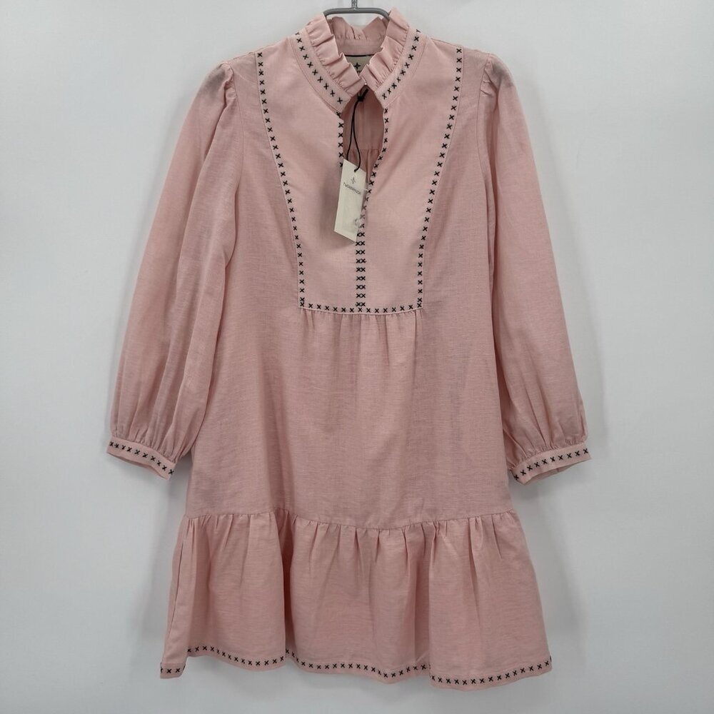 Tuckernuck Bermuda Pink Palmerston Dress sz XS Linen Long Sleeve Mini NWT